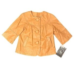 TERRY Lewis Classic Luxuries NWT Creamsicle Orange Genuine Leather Jacket XS